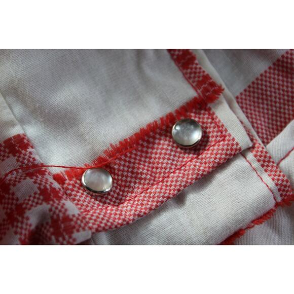 True VTG Western Art boys long sleeve pearl snap red whit gingham 10 pearly - Picture 7 of 8